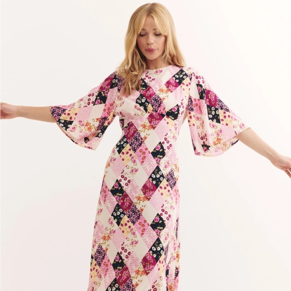 Nobody’s Child Eva Midi Dress in Heidi Patchwork UK 8